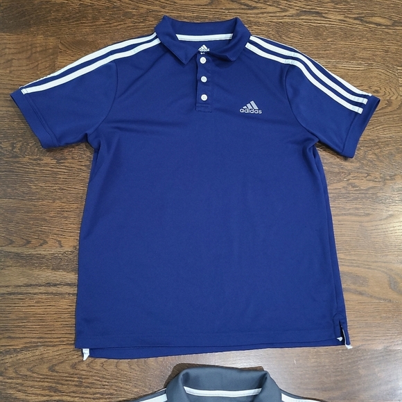 Adidas Lot Of 2 Kids Polo T-Shirts with Classic Collar and Stripes Sz.14-16 - Picture 2 of 8